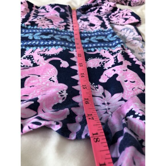 Lilly Pulitzer Animal Print Dress Womens Size S Pink Blue 100% Cotton Elephant - Picture 7 of 8